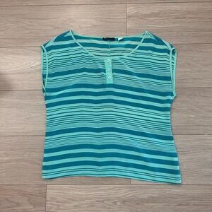 BDG 100% Silk Blue Striped Lighweight Blouse Women S‎ Y2K Coastal  Vacation